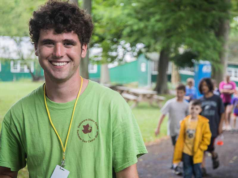 Early childhood education intern working at a summer camp