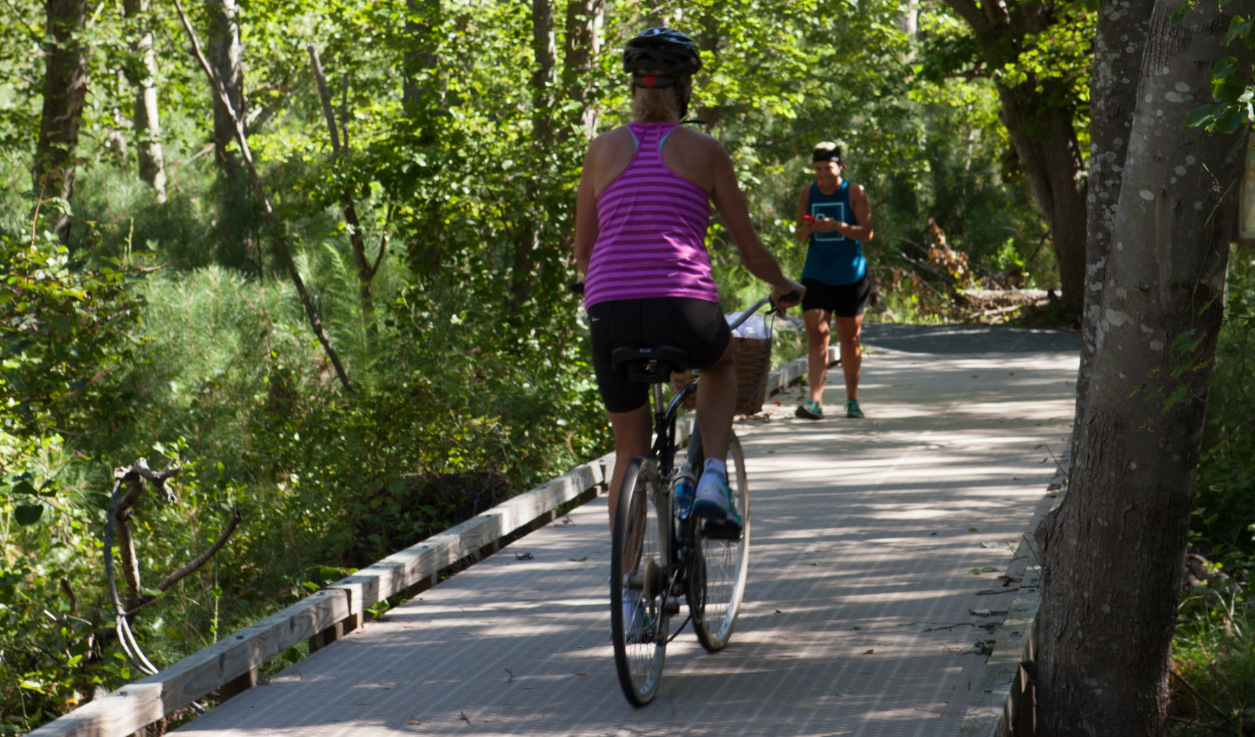 Hikers and bikers beat the heat on a cool stretch of the Fred Hudson Trail